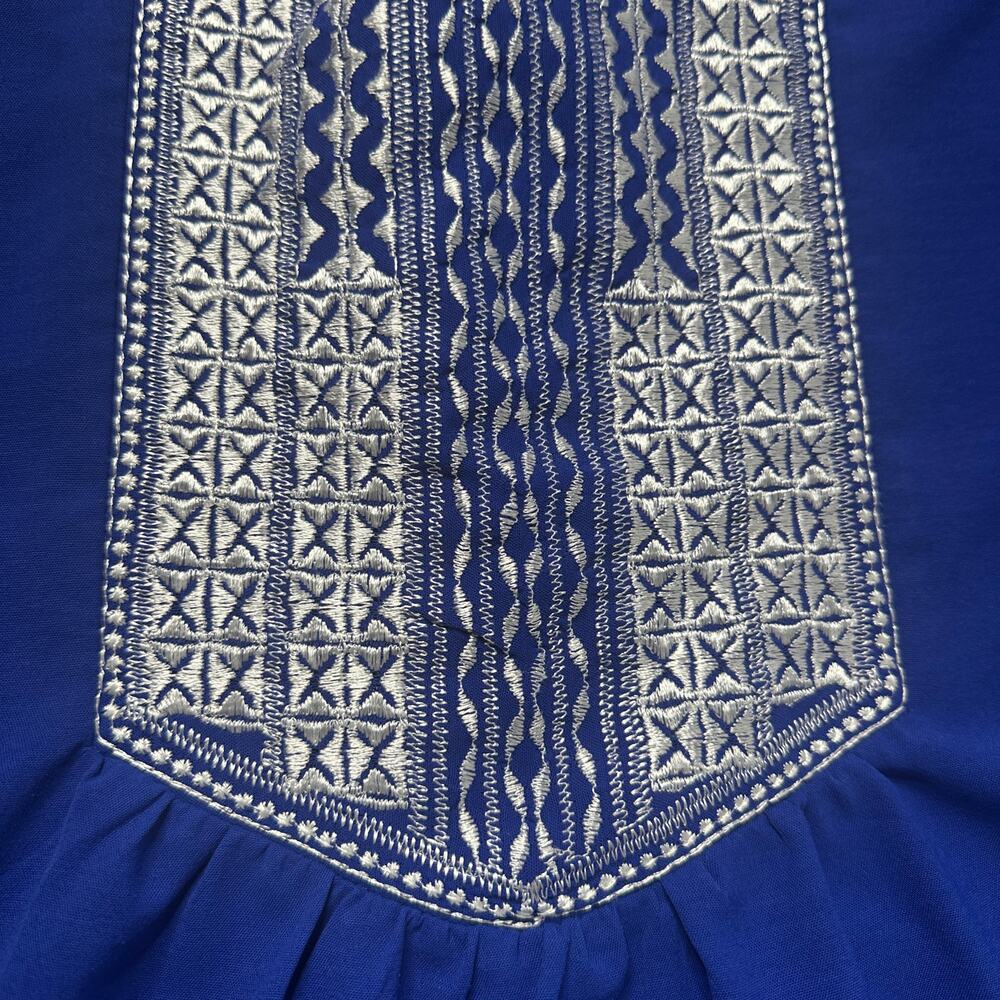 Boho Embroidered Blue Tunic Top 2XL | Festival Peasant Blouse Cottagecore - Picture 6 of 13